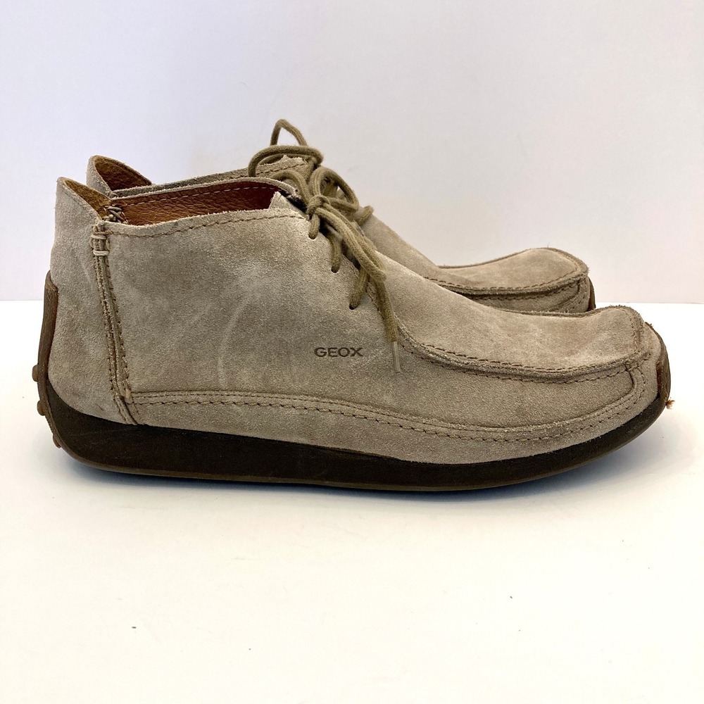 Geox Men's‎ Tan Beige Suede Leather Chukka Ankle Boots Mens EU 43 US 9/9.5 Moc